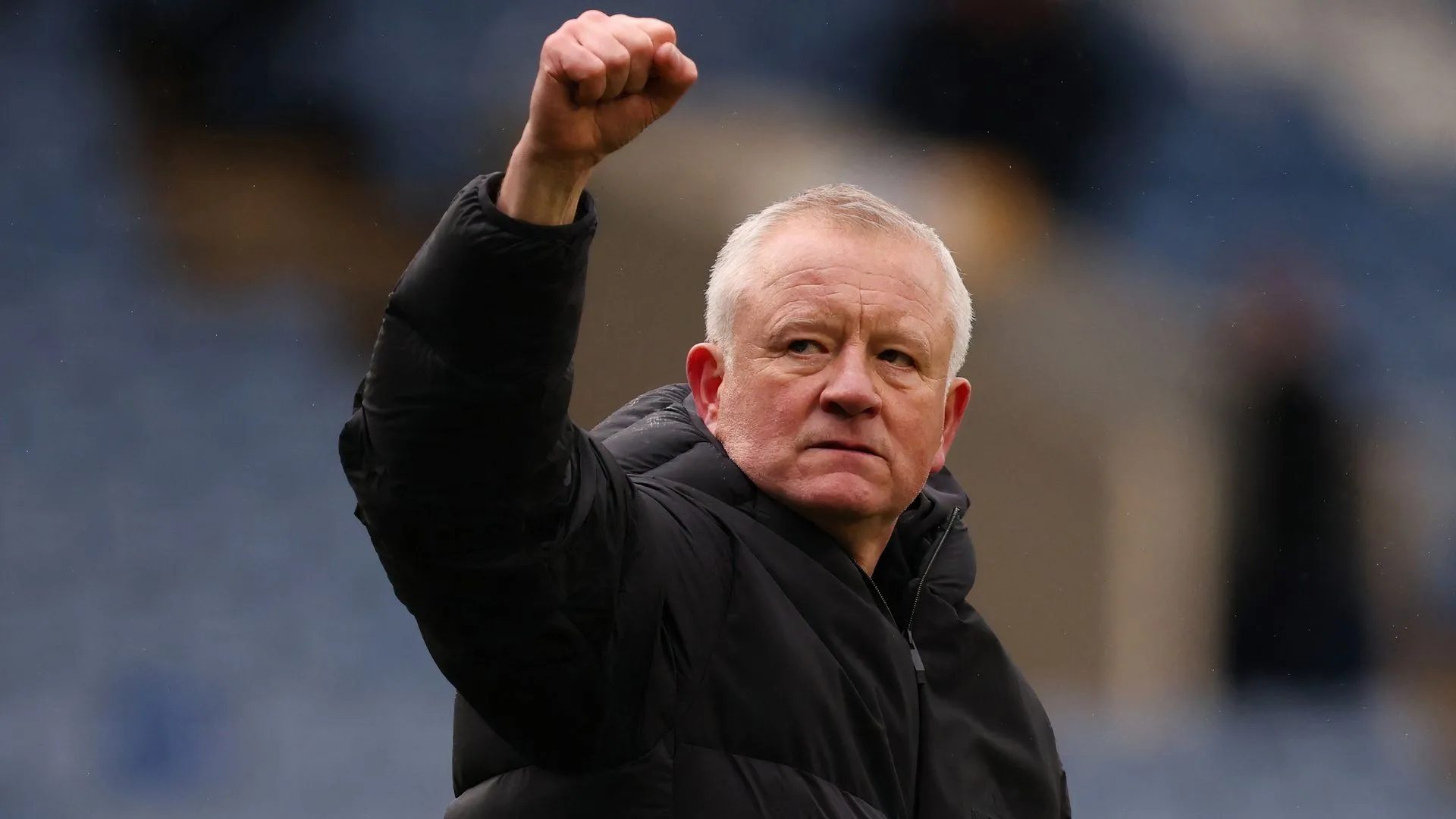 Chris Wilder ăn mừng chiến thắng của Sheffield United trong trận derby với Sheffield Wednesday
