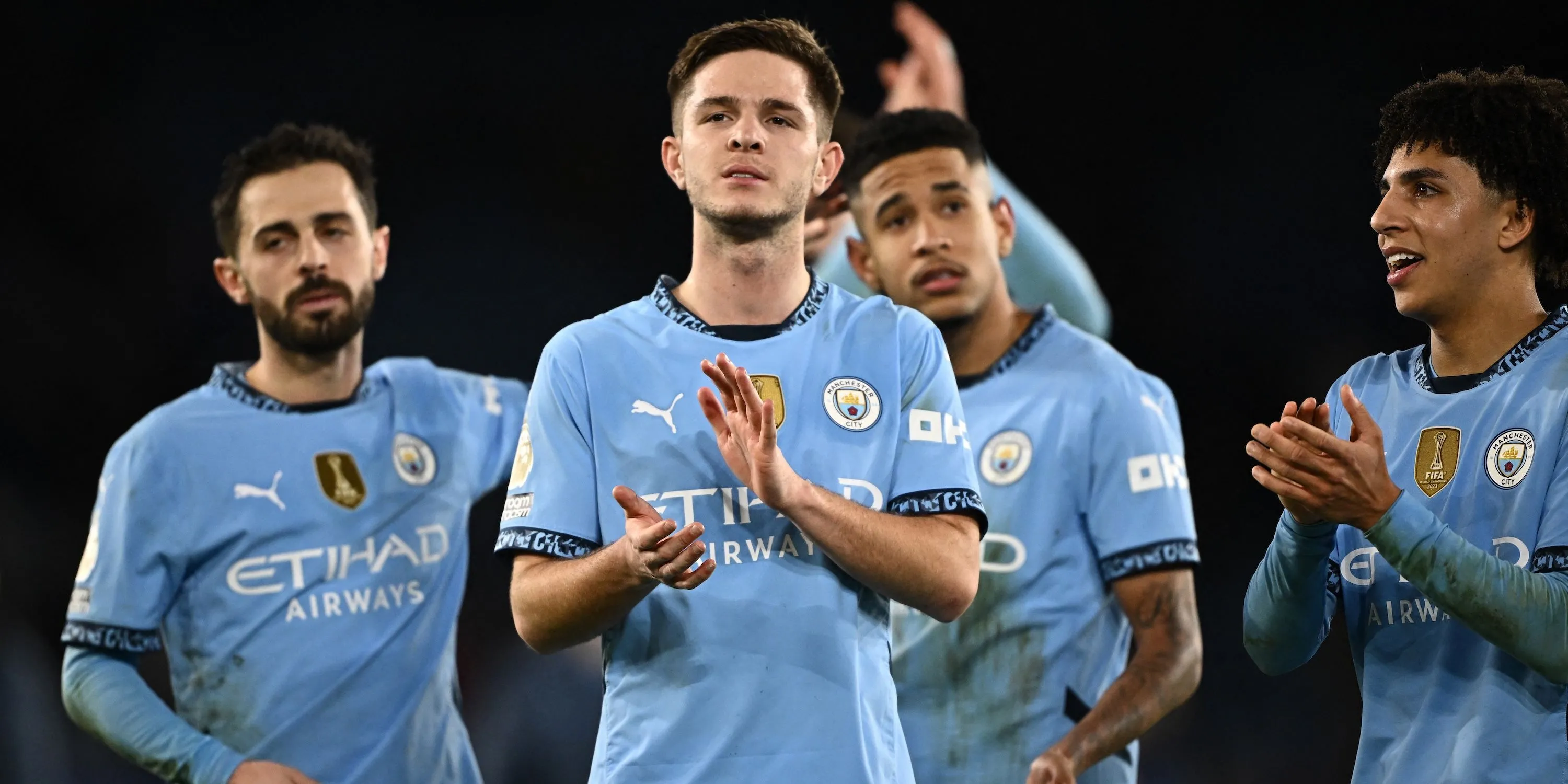 James McAtee ăn mừng bàn thắng trong màu áo Man City, mục tiêu chuyển nhượng của Tottenham.