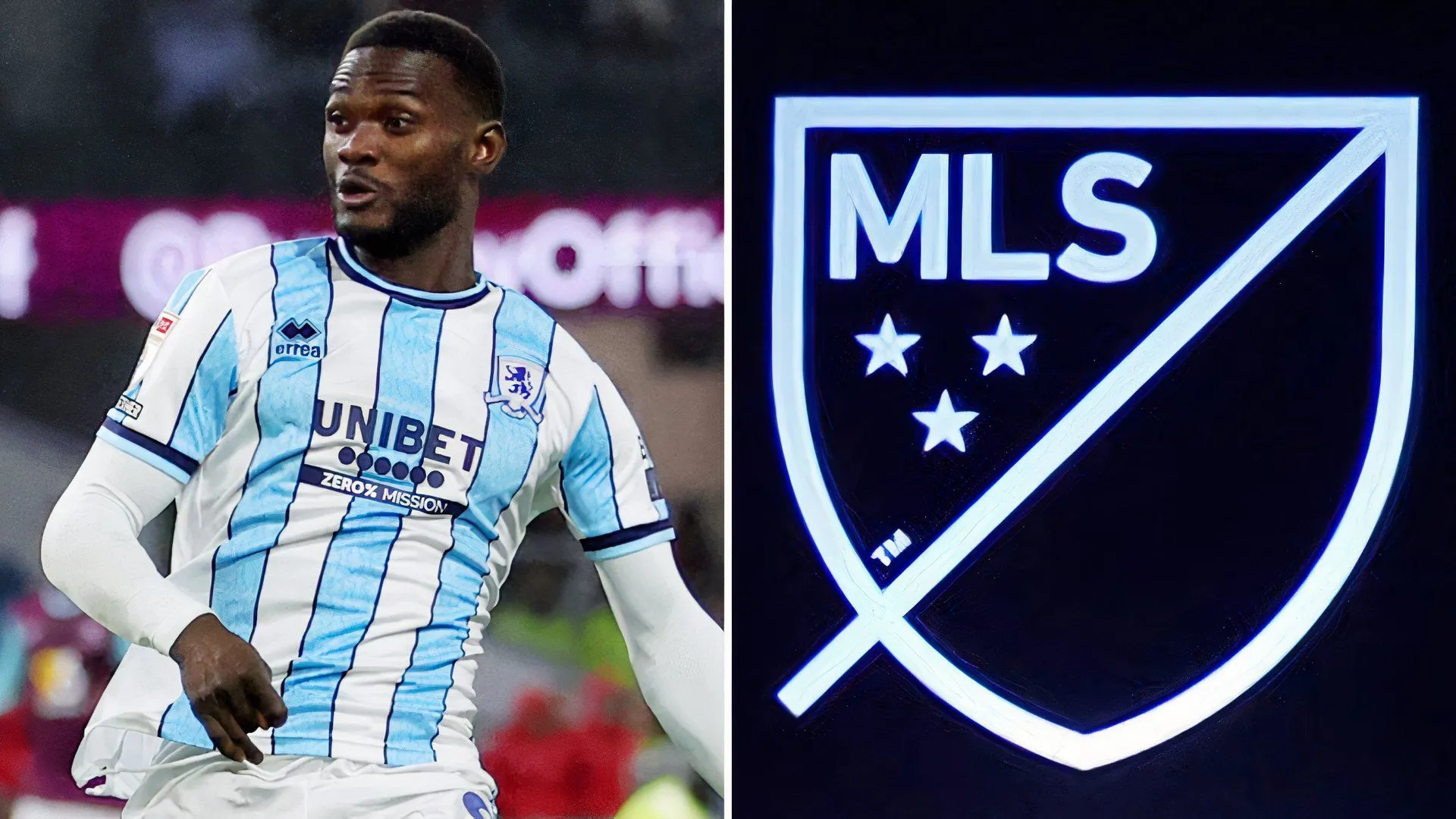 Emmanuel Latte Lath trong màu áo Middlesbrough và biểu tượng giải MLS