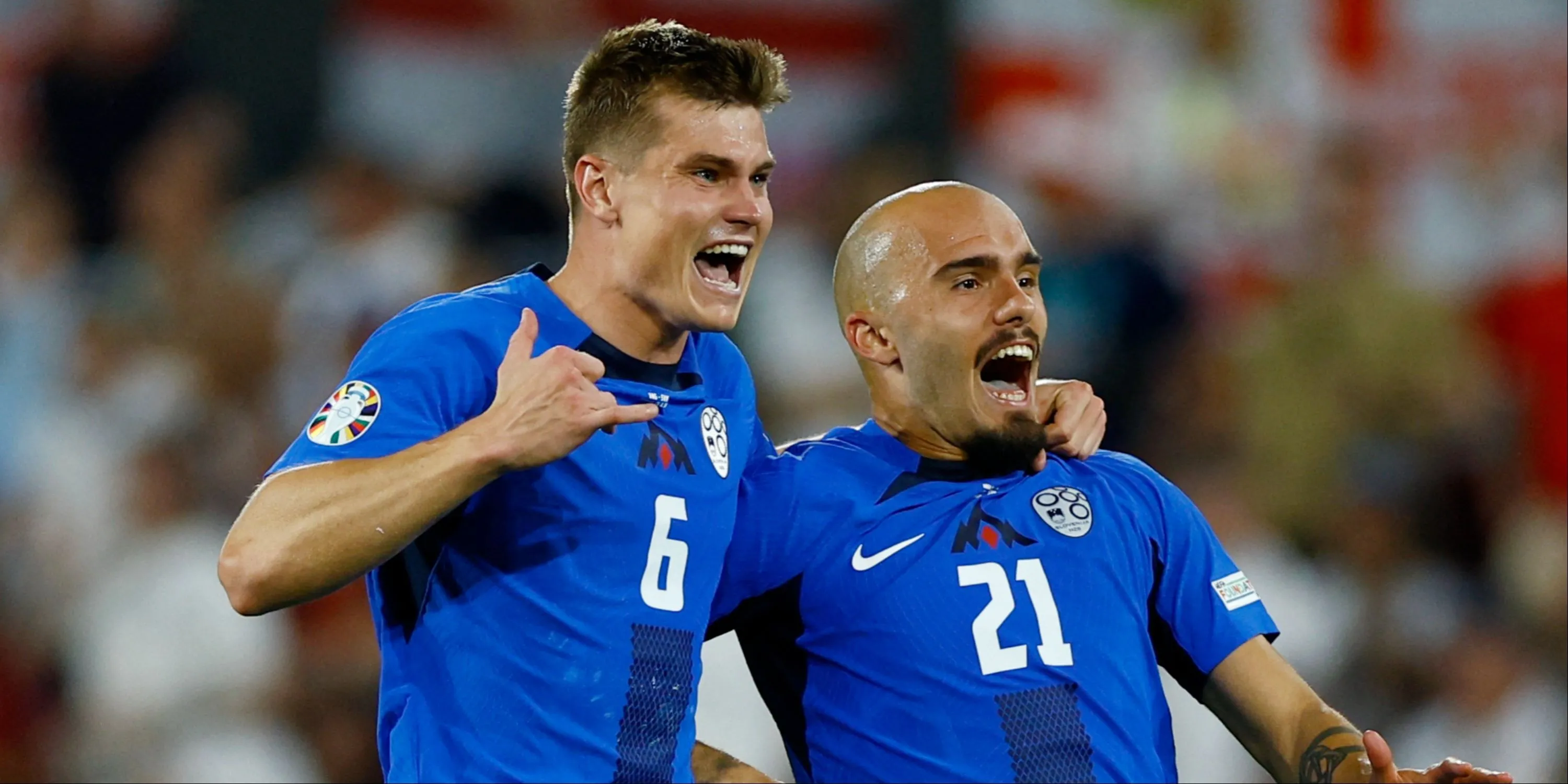 Jaka Bijol trong màu áo đội tuyển Slovenia tại Euro 2024, mục tiêu chuyển nhượng của Leeds United.