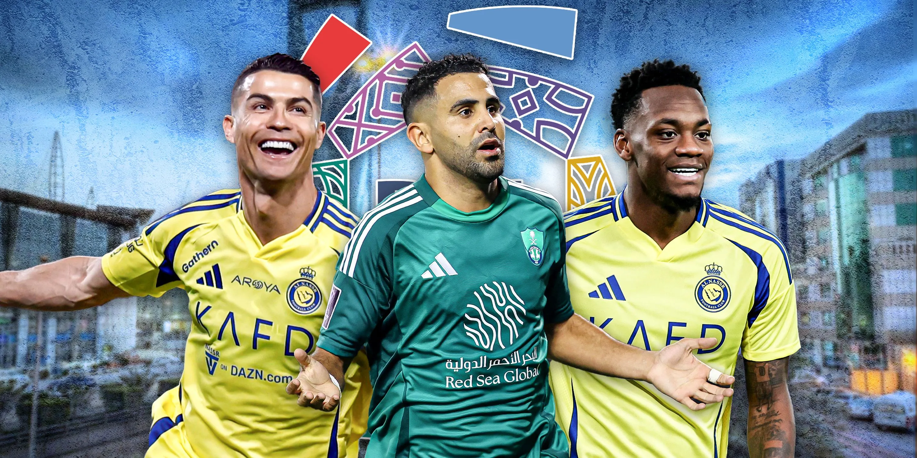 Các cầu thủ nổi tiếng như Cristiano Ronaldo, Jhon Duran và Riyad Mahrez tại Saudi Pro League