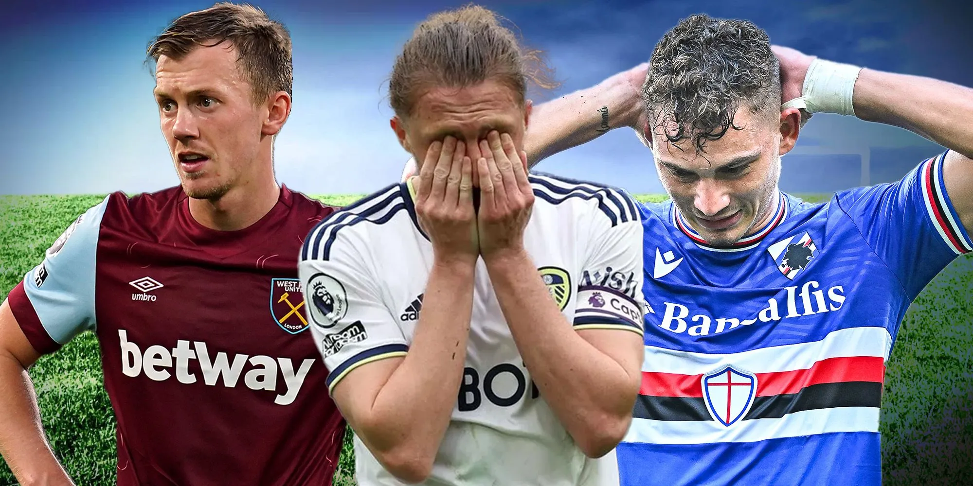 Các cầu thủ West Ham, Leeds United và Sampdoria thất vọng sau trận đấu.